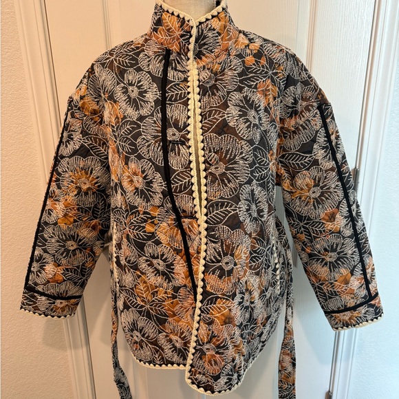 NWT 7 for all Mankind Floral Black and Orange Women's Jacket - Picture 1 of 8